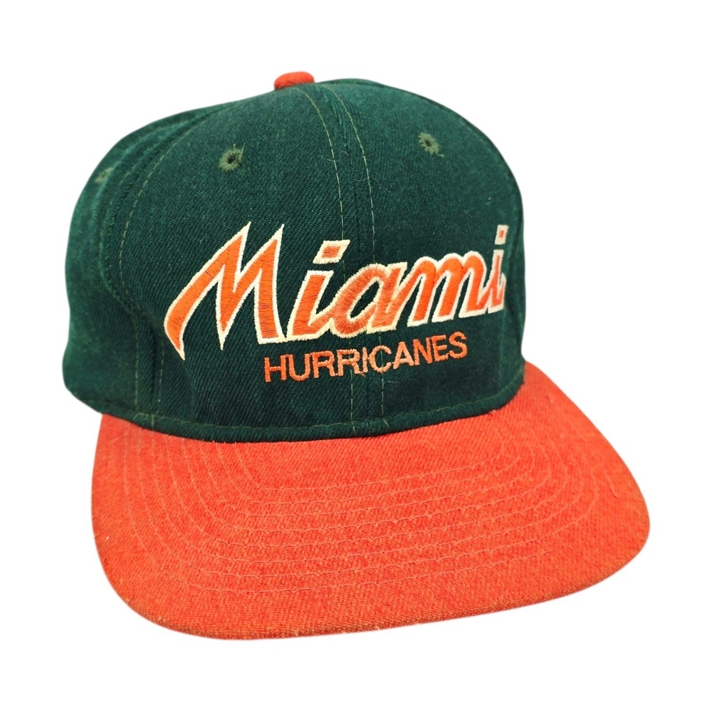 Vintage Miami Hurricanes Hat Sports Specialties Script Twill Snapback Pro Cap